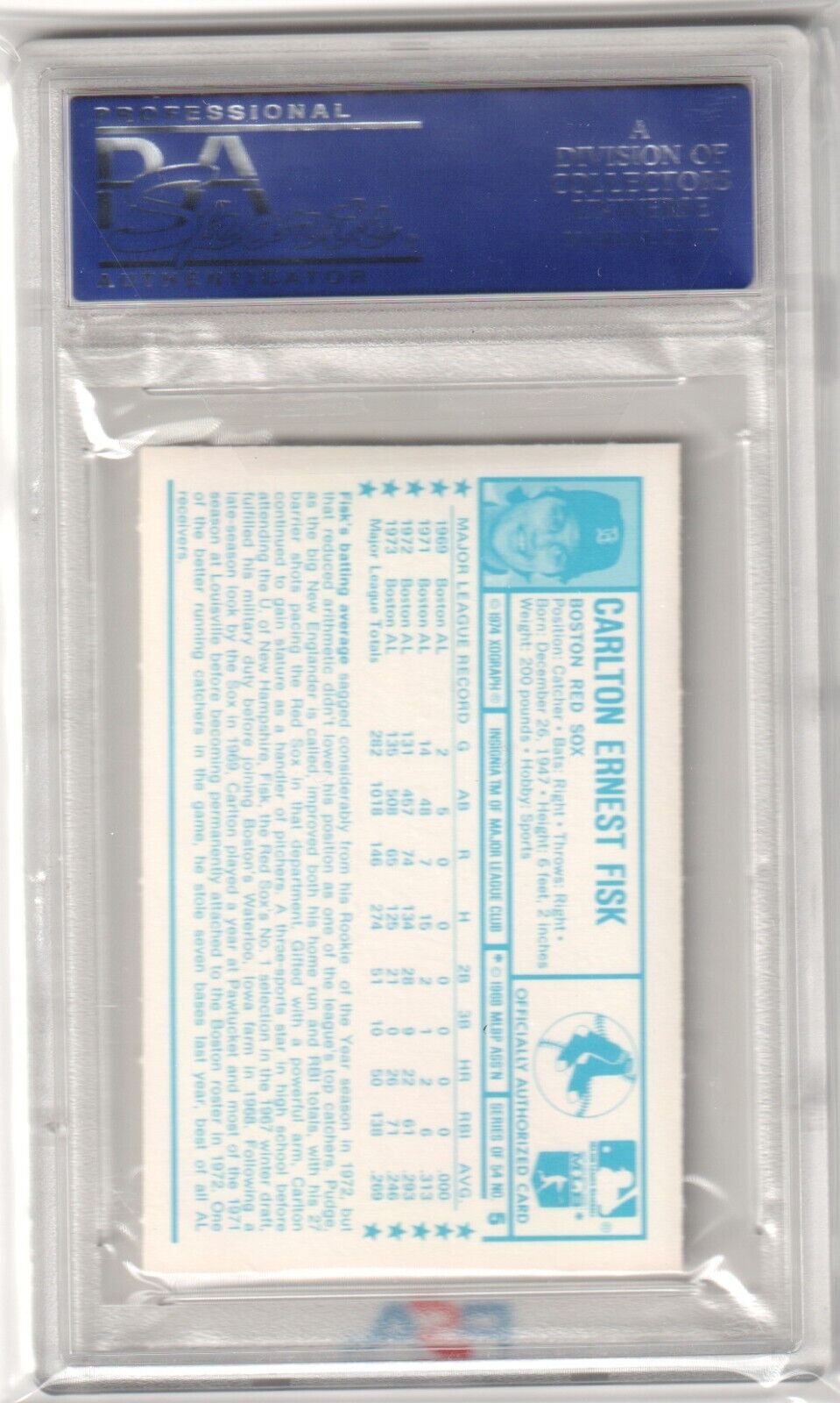 CARLTON FISK 1974 Kellogg's 3 - D Super Stars #5 PSA 8 NM - MT - RED SOX - Columbia Hobby - Sports Card Boxes - Toploaders - Card Savers