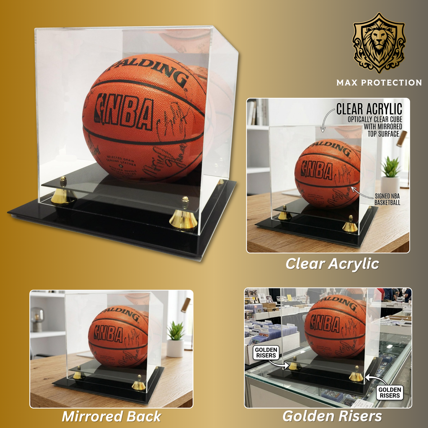 Deluxe Basketball Display Case With Mirror Back