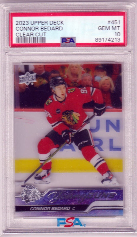 CONNOR BEDARD 2023 - 24 Upper Deck CLEAR CUT Rookie RC PSA 10 GEM MINT 🔥🔥🔥 - Columbia Hobby - Sports Card Boxes - Toploaders - Card Savers
