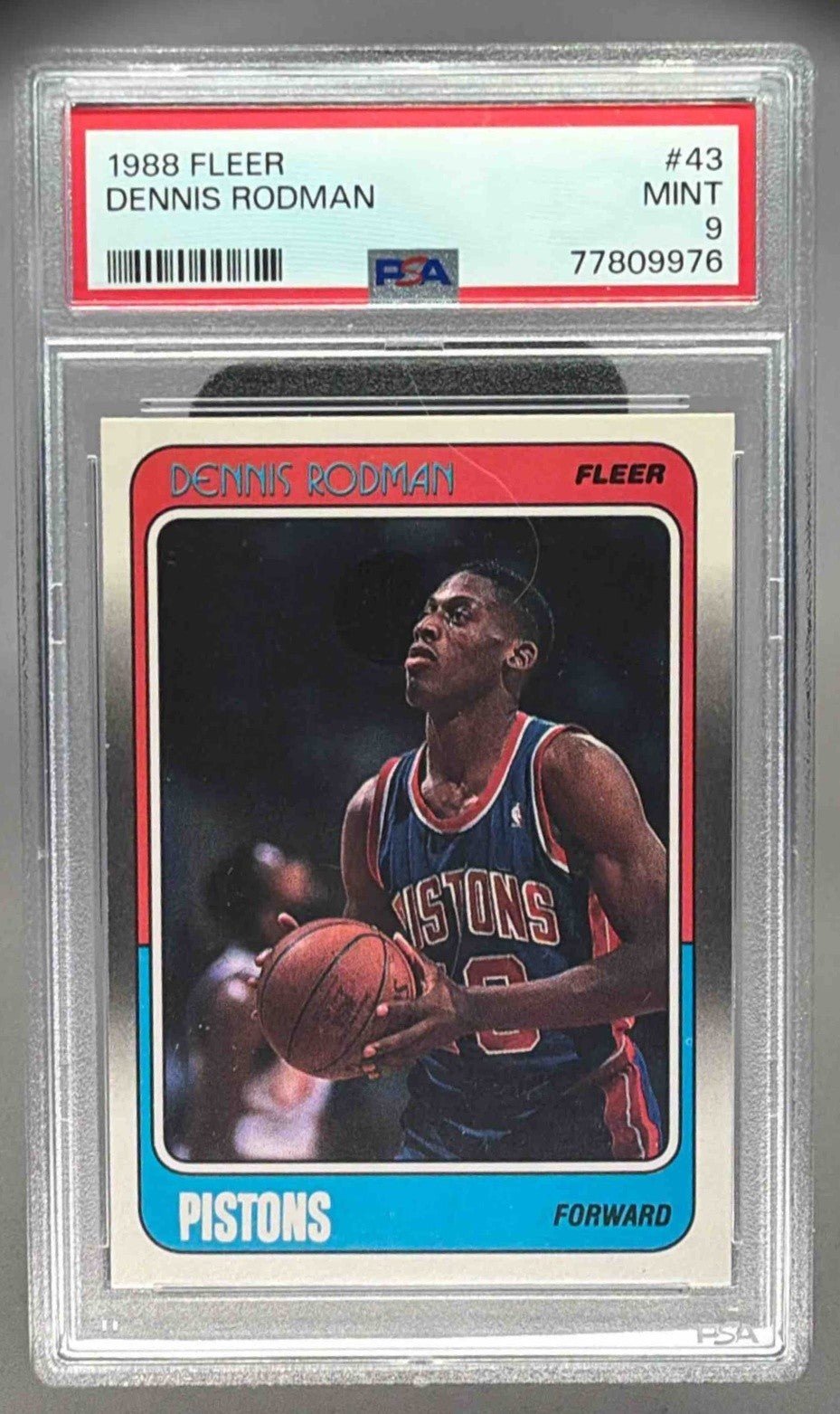 DENNIS RODMAN 1988 FLEER ROOKIE RC PSA 9 - PISTONS - Columbia Hobby - Sports Card Boxes - Toploaders - Card Savers