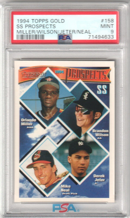 DEREK JETER 1994 Topps Gold Prospects RC Rookie #158 PSA 9 MINT - YANKEES - Columbia Hobby - Sports Card Boxes - Toploaders - Card Savers