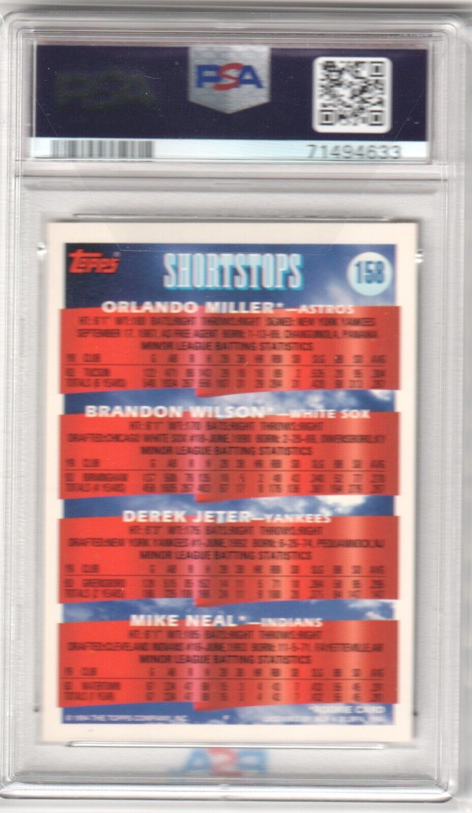 DEREK JETER 1994 Topps Gold Prospects RC Rookie #158 PSA 9 MINT - YANKEES - Columbia Hobby - Sports Card Boxes - Toploaders - Card Savers