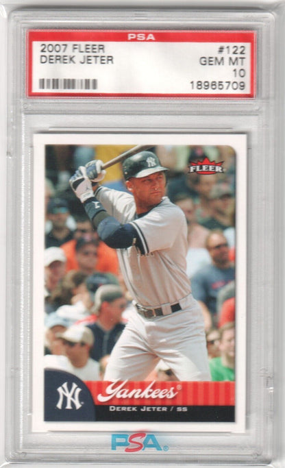 DEREK JETER 2007 Fleer #122 PSA 10 GEM MINT - YANKEES - Columbia Hobby - Sports Card Boxes - Toploaders - Card Savers