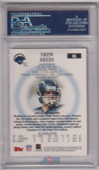 DREW BREES 2002 Topps Pristine #6 PSA 10 GEM MINT - CHARGERS SAINTS - Columbia Hobby - Sports Card Boxes - Toploaders - Card Savers
