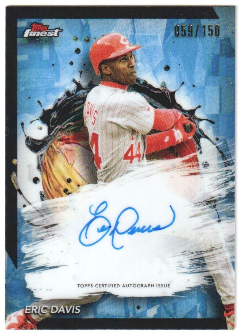 ERIC DAVIS 2024 Topps Finest Sky Blue Refractor Autograph Auto #/150 - Reds - Columbia Hobby - Sports Card Boxes - Toploaders - Card Savers