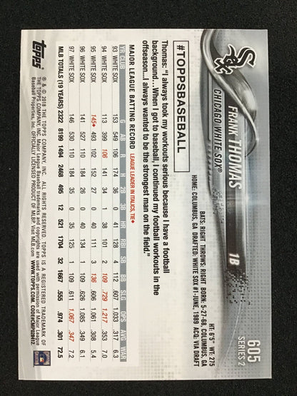 Frank Thomas 2018 Topps Series 2 Image Variation SP Chicago White Sox - Columbia Hobby - Sports Card Boxes - Toploaders - Card Savers