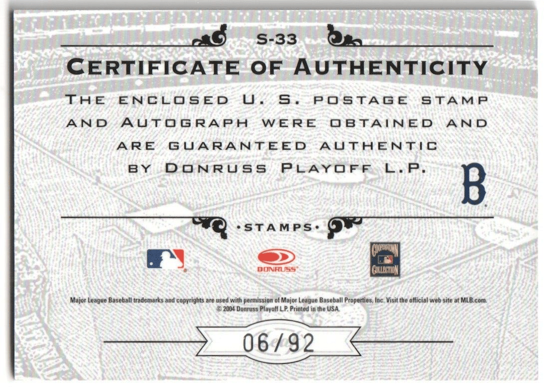 FRED LYNN 2005 Leaf Century Collection Autograph Auto Stamp SP #/92 - RED SOX - Columbia Hobby - Sports Card Boxes - Toploaders - Card Savers