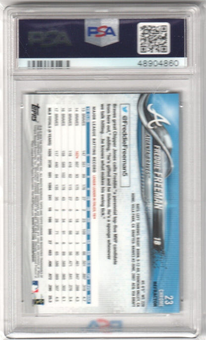 FREDDIE FREEMAN 2018 Topps Chrome X - Fractor #23 - PSA 10 - BRAVES DODGERS - Columbia Hobby - Sports Card Boxes - Toploaders - Card Savers