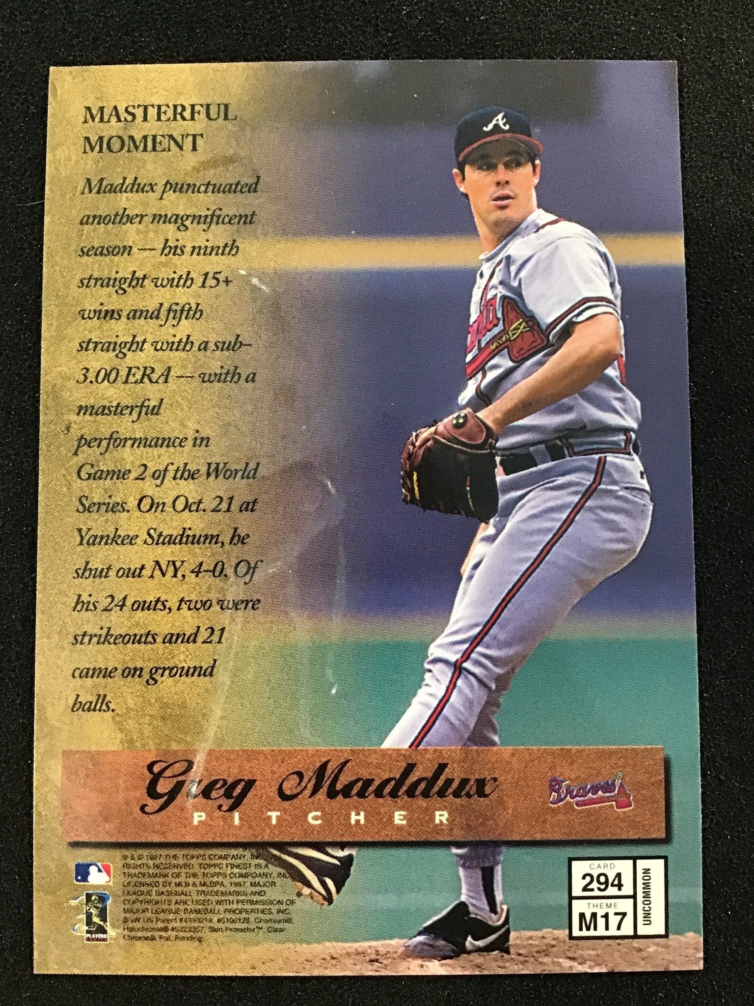 Greg Maddux 1997 Topps Finest #294 Uncommon Silver Masters Atlanta Braves HOF - Columbia Hobby - Sports Card Boxes - Toploaders - Card Savers