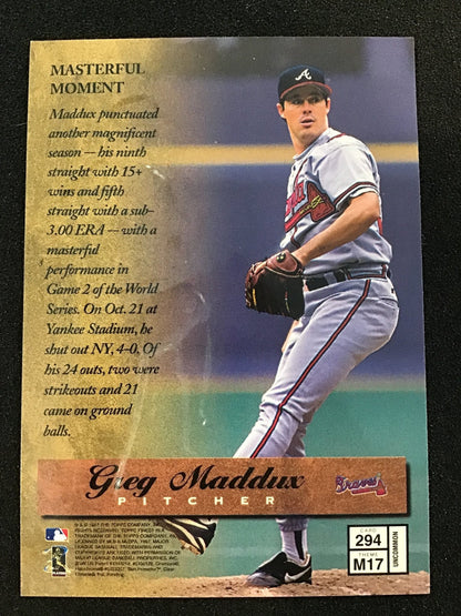 Greg Maddux 1997 Topps Finest #294 Uncommon Silver Masters Atlanta Braves HOF - Columbia Hobby - Sports Card Boxes - Toploaders - Card Savers