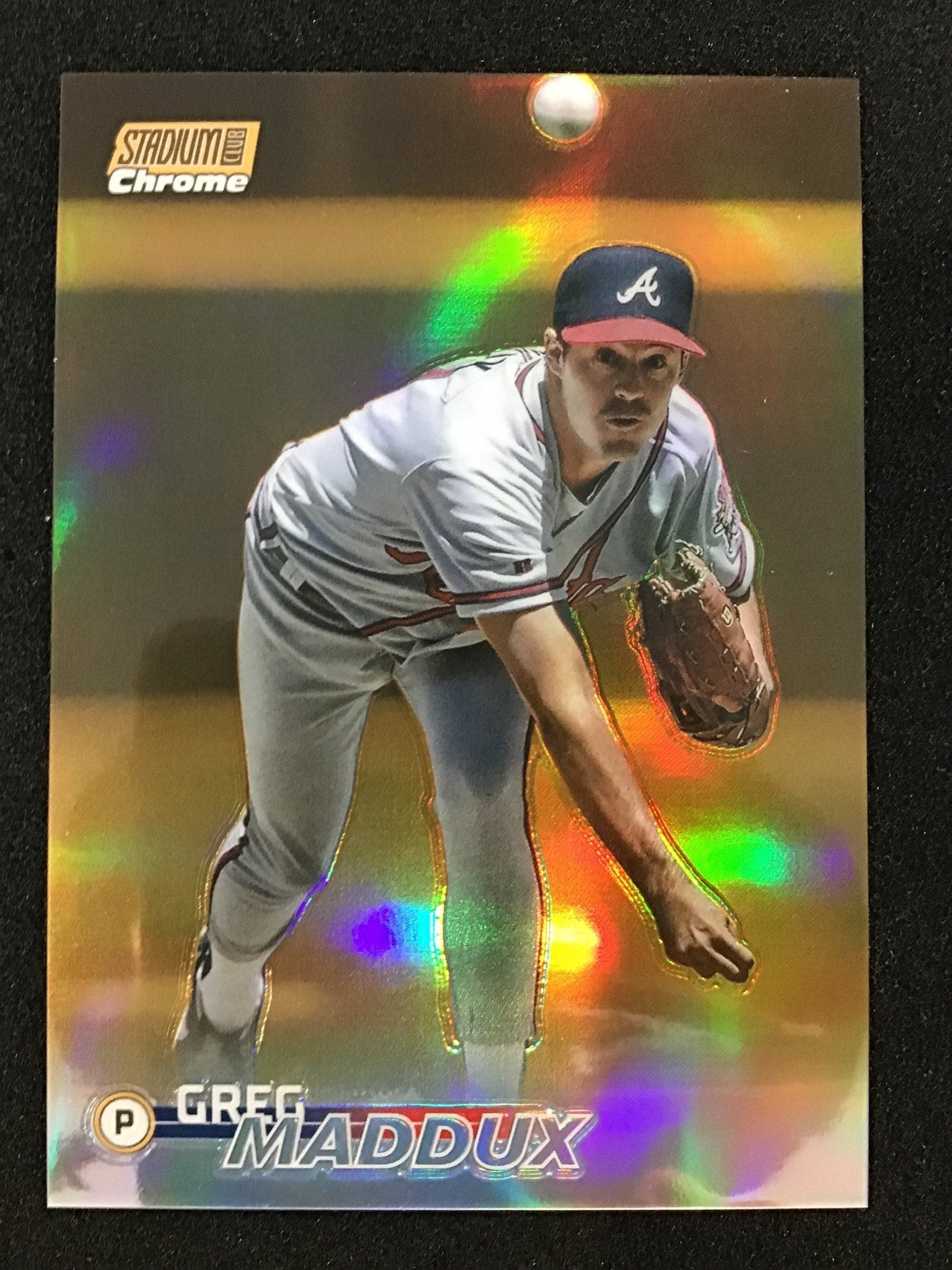 Greg Maddux 2023 Topps Stadium Club Chrome Gold Refractor /99 SP Braves - Columbia Hobby - Sports Card Boxes - Toploaders - Card Savers