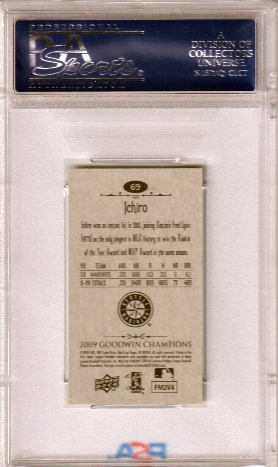 ICHIRO 2009 Upper Deck Goodwin Champions Mini #69 PSA 10 GEM MINT - MARINERS - Columbia Hobby - Sports Card Boxes - Toploaders - Card Savers