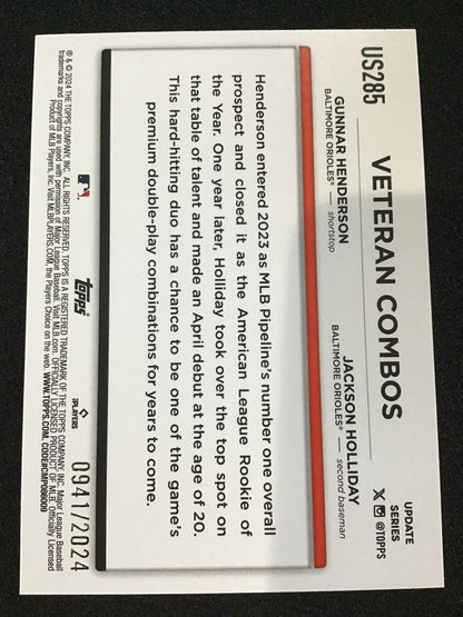 Jackson Holliday Gunnar Henderson 2024 Topps Soaring Confidence - Columbia Hobby - Sports Card Boxes - Toploaders - Card Savers