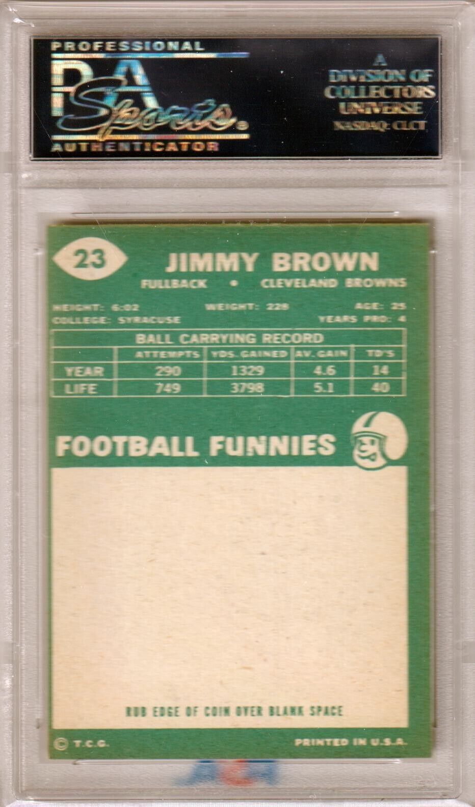 JIM BROWN 1960 Topps #23 PSA 7 NM - BROWNS - Columbia Hobby - Sports Card Boxes - Toploaders - Card Savers