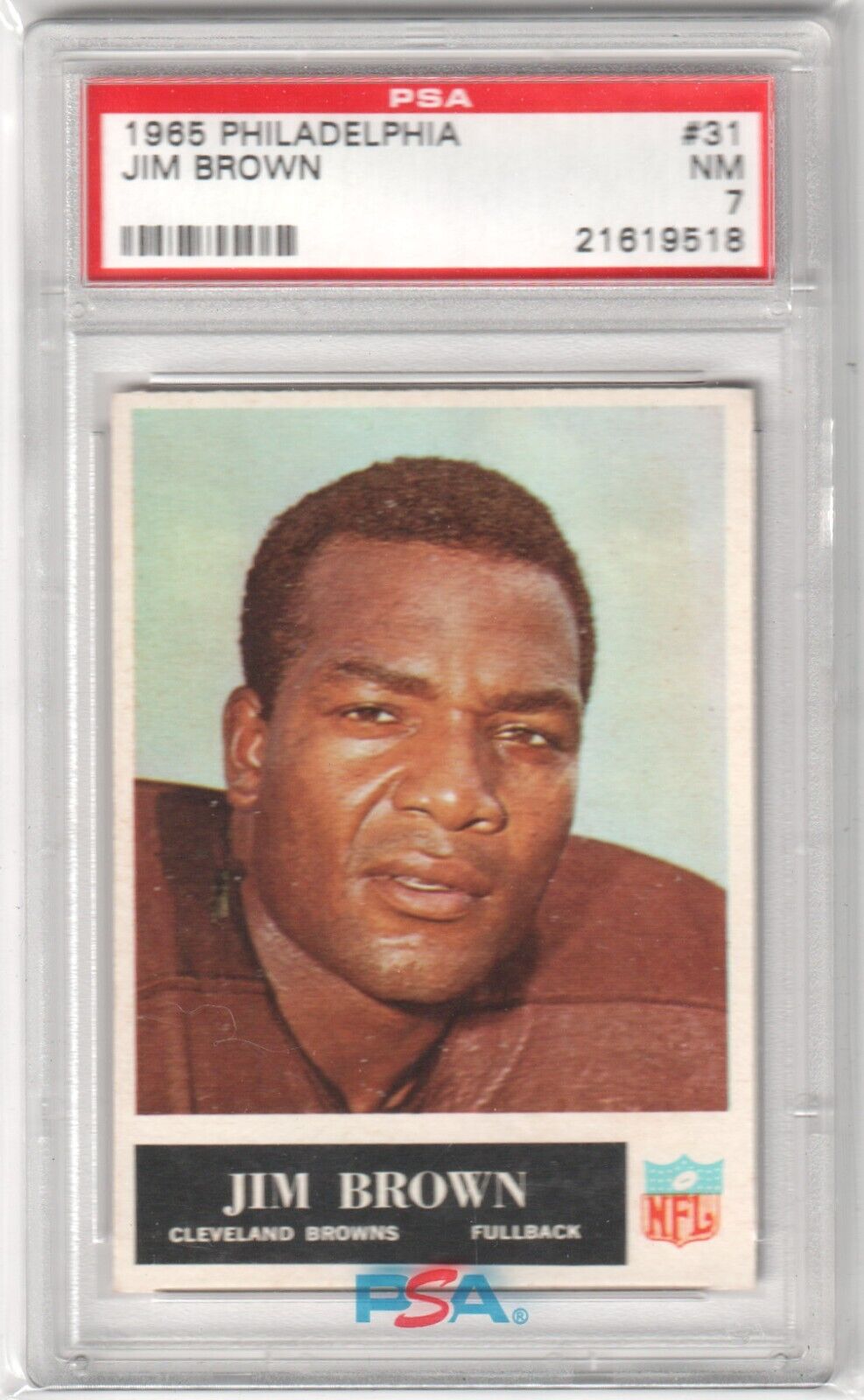 JIM BROWN 1965 Philadelphia #41 PSA 7 NM - BROWNS - Columbia Hobby - Sports Card Boxes - Toploaders - Card Savers