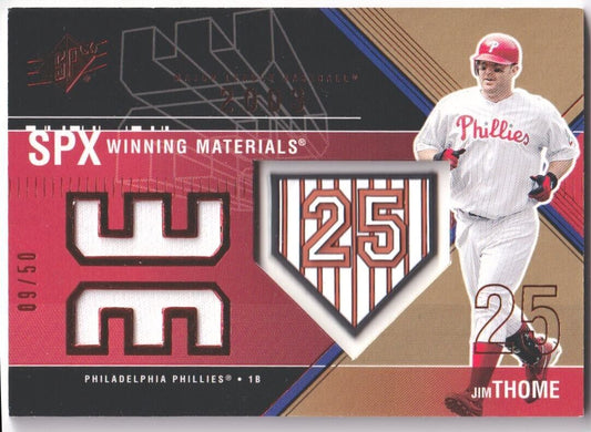 JIM THOME 2003 Upper Deck SPx Winning Materials Game Jersey Red #/50 PHILLIES - Columbia Hobby - Sports Card Boxes - Toploaders - Card Savers