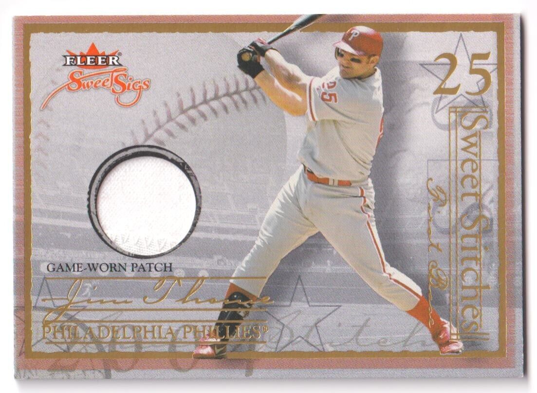 JIM THOME 2004 Fleer Sweet Sigs Game Worn Patch SSP #/50 Gold - PHILLIES - Columbia Hobby - Sports Card Boxes - Toploaders - Card Savers