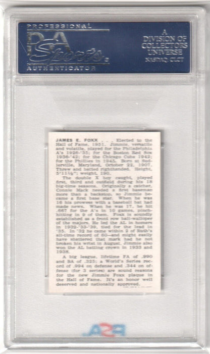 JIMMIE FOXX 1950 Callahan HOF PSA 7 NM - PHILADELPHIA A'S - Columbia Hobby - Sports Card Boxes - Toploaders - Card Savers