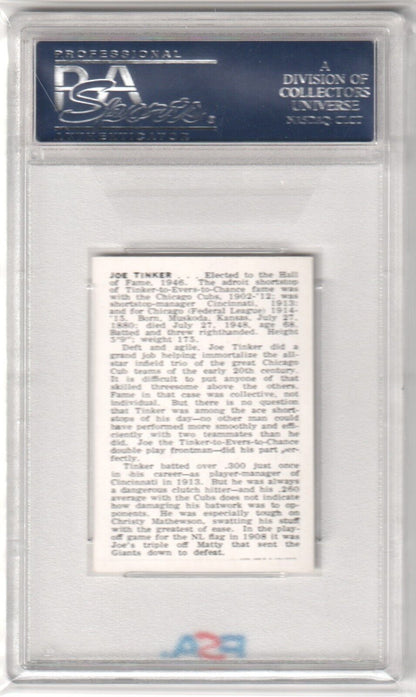 JOE TINKER 1950 Callahan HOF PSA 8 NM - MT - CUBS - Columbia Hobby - Sports Card Boxes - Toploaders - Card Savers