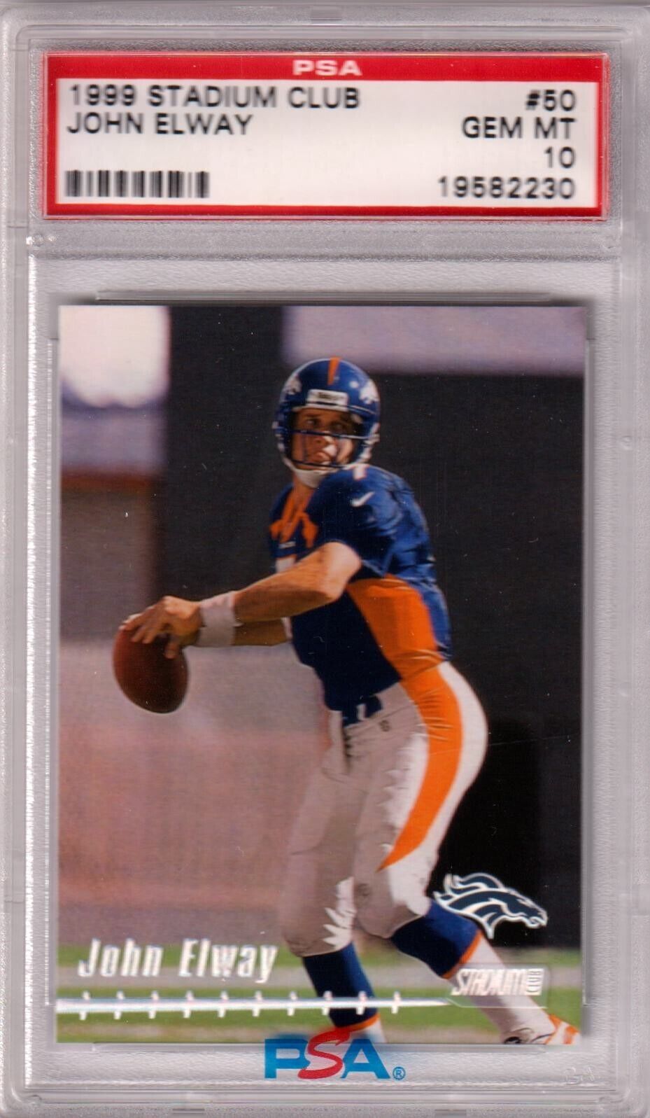 JOHN ELWAY 1999 Topps Stadium Club #50 PSA 10 GEM MINT - BRONCOS - Columbia Hobby - Sports Card Boxes - Toploaders - Card Savers