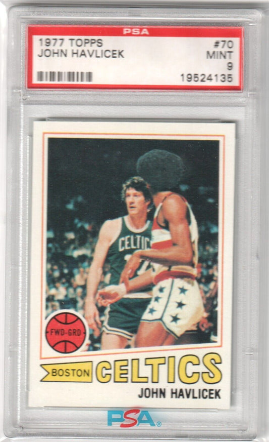 JOHN HAVLICEK 1977 - 78 Topps #70 PSA 9 MINT - CELTICS - Columbia Hobby - Sports Card Boxes - Toploaders - Card Savers