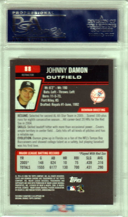 JOHNNY DAMON 2006 Bowman Chrome Refractor #88 PSA 10 GEM MINT - YANKEES - Columbia Hobby - Sports Card Boxes - Toploaders - Card Savers