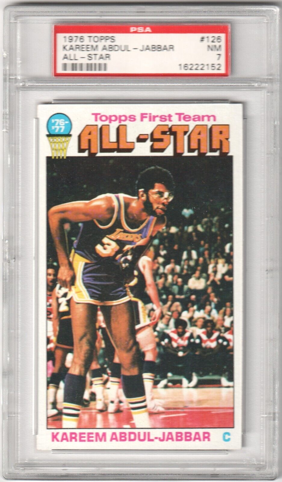 KAREEM ABDUL - JABBAR 1976 - 77 Topps #126 PSA 7 NM - LAKERS - Columbia Hobby - Sports Card Boxes - Toploaders - Card Savers