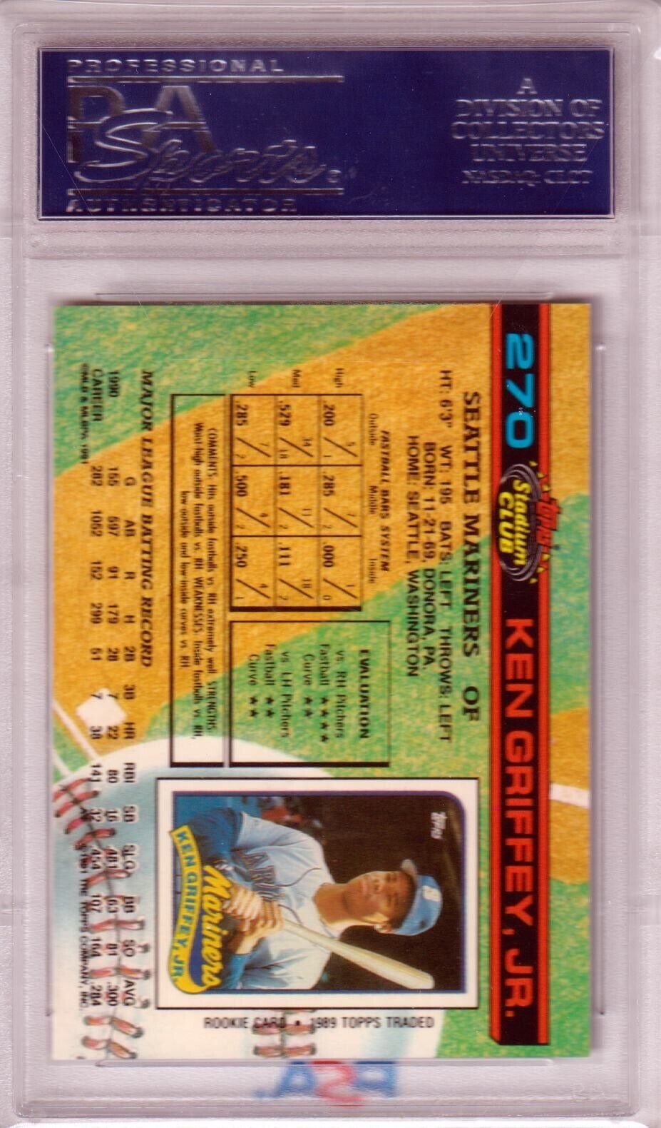 KEN GRIFFEY JR 1991 Topps Stadium Club #270 PSA 8.5 NM - MT+ - MARINERS - Columbia Hobby - Sports Card Boxes - Toploaders - Card Savers