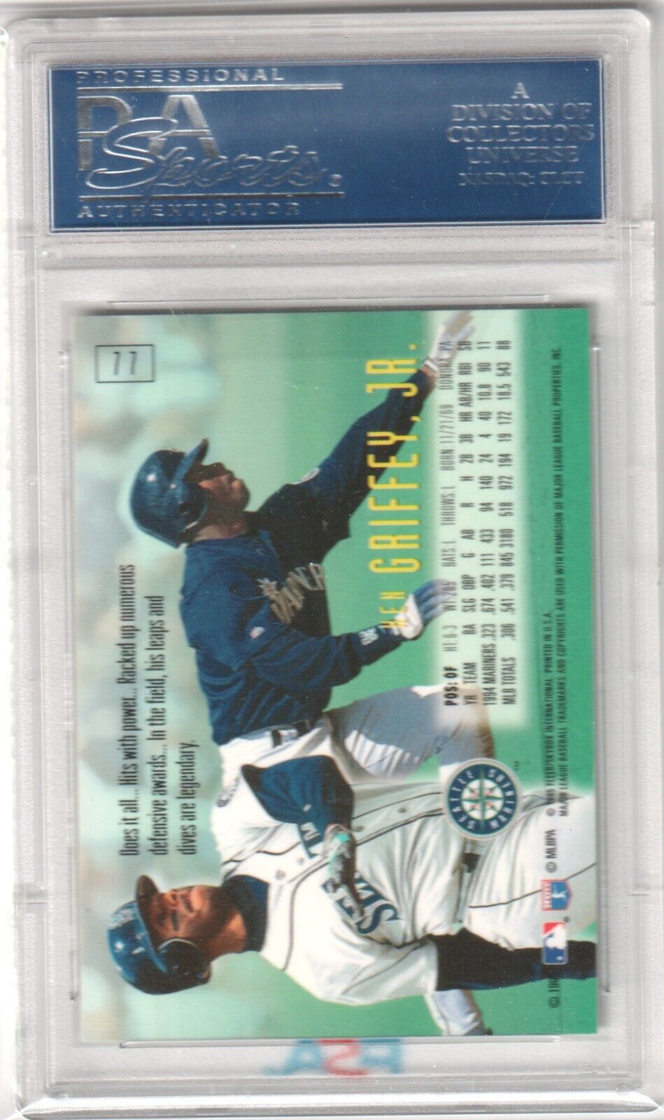 KEN GRIFFEY JR 1995 Skybox Emotion #77 PSA 10 GEM MINT - MARINERS - Columbia Hobby - Sports Card Boxes - Toploaders - Card Savers