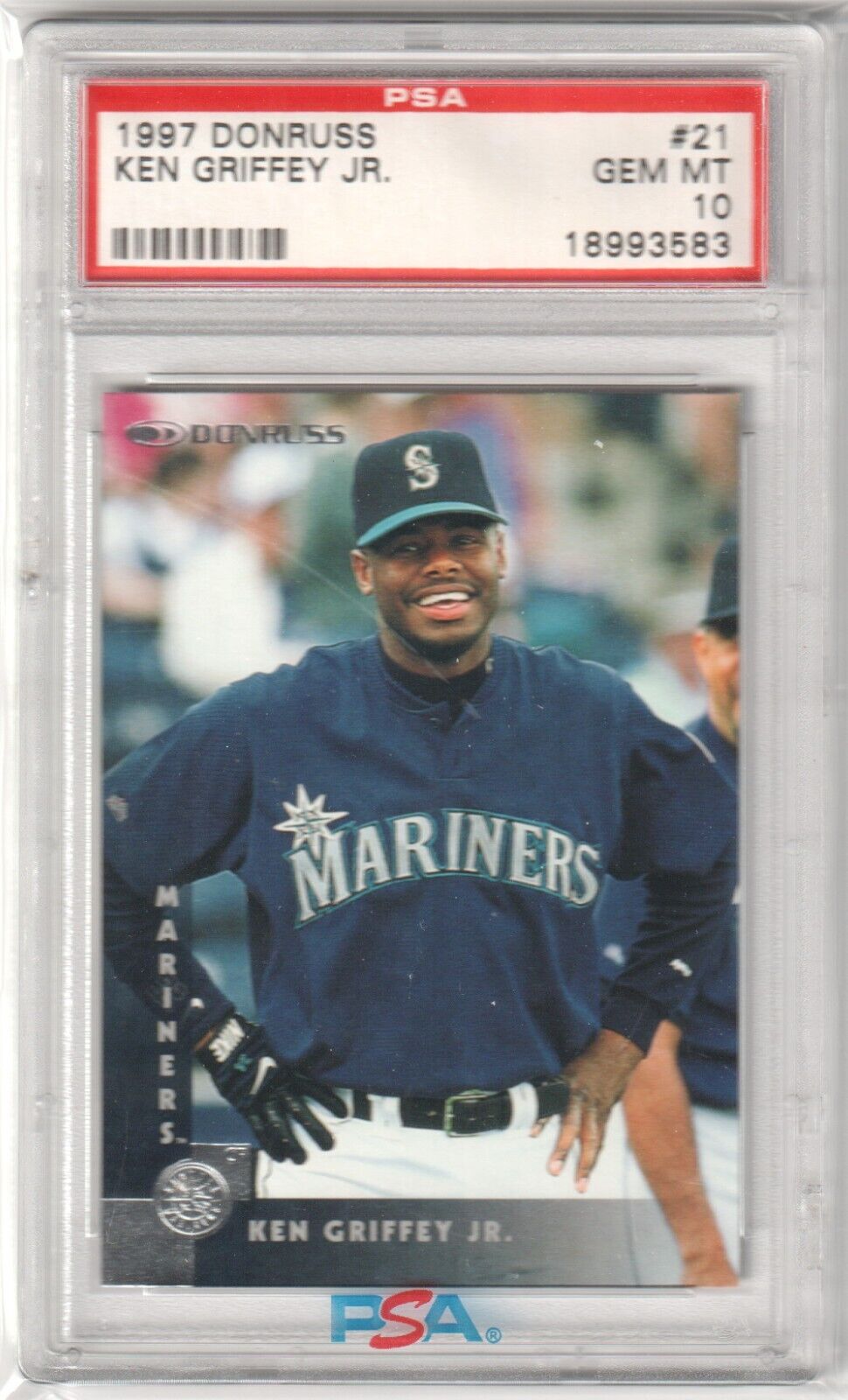 KEN GRIFFEY JR 1997 Donruss #21 PSA 10 GEM MINT - MARINERS - Columbia Hobby - Sports Card Boxes - Toploaders - Card Savers