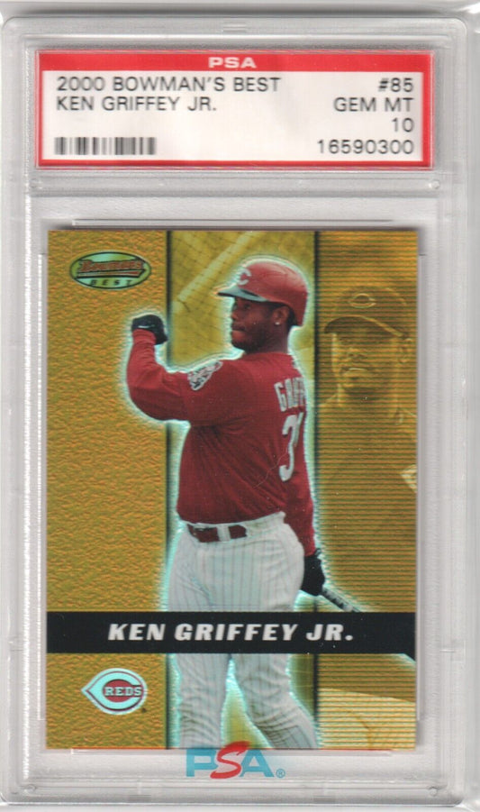 KEN GRIFFEY JR 2000 Bowman's Best #85 PSA 10 GEM MINT - REDS - Columbia Hobby - Sports Card Boxes - Toploaders - Card Savers