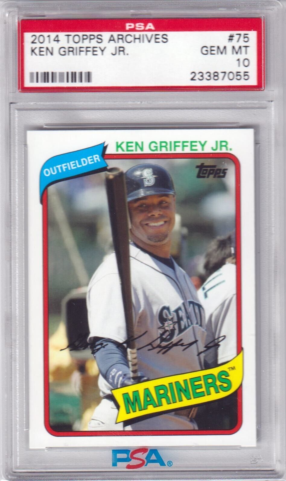 KEN GRIFFEY JR 2014 Topps Archives #75 PSA 10 GEM MINT - MARINERS POP 19 - Columbia Hobby - Sports Card Boxes - Toploaders - Card Savers
