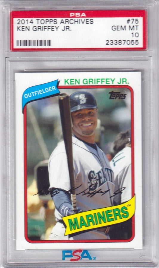 KEN GRIFFEY JR 2014 Topps Archives #75 PSA 10 GEM MINT - MARINERS POP 19 - Columbia Hobby - Sports Card Boxes - Toploaders - Card Savers