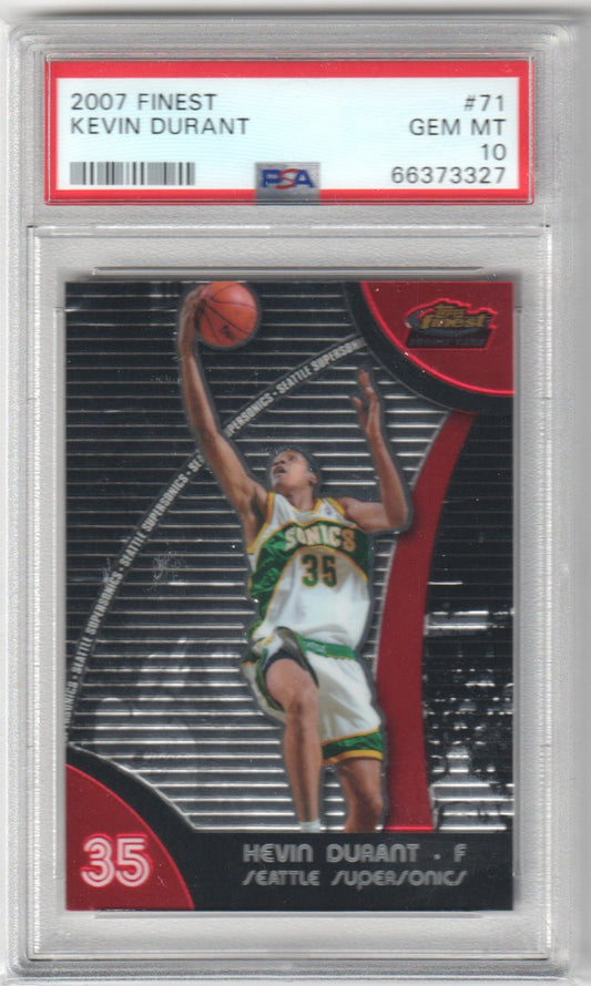 KEVIN DURANT 2007 Topps Finest Rookie RC #71 PSA 10 GEM MINT - Columbia Hobby - Sports Card Boxes - Toploaders - Card Savers