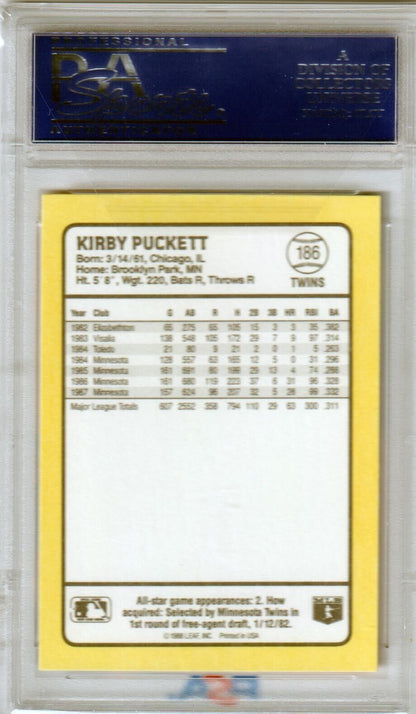KIRBY PUCKETT 1988 Donruss Baseball's Best #186 PSA 10 GEM MINT - TWINS - Columbia Hobby - Sports Card Boxes - Toploaders - Card Savers