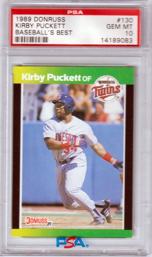 KIRBY PUCKETT 1989 Donruss Baseball's Best #130 PSA 10 GEM MINT - TWINS - Columbia Hobby - Sports Card Boxes - Toploaders - Card Savers