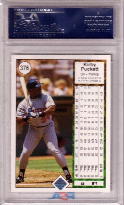 KIRBY PUCKETT 1989 Upper Deck #376 PSA 10 GEM MINT - TWINS - Columbia Hobby - Sports Card Boxes - Toploaders - Card Savers