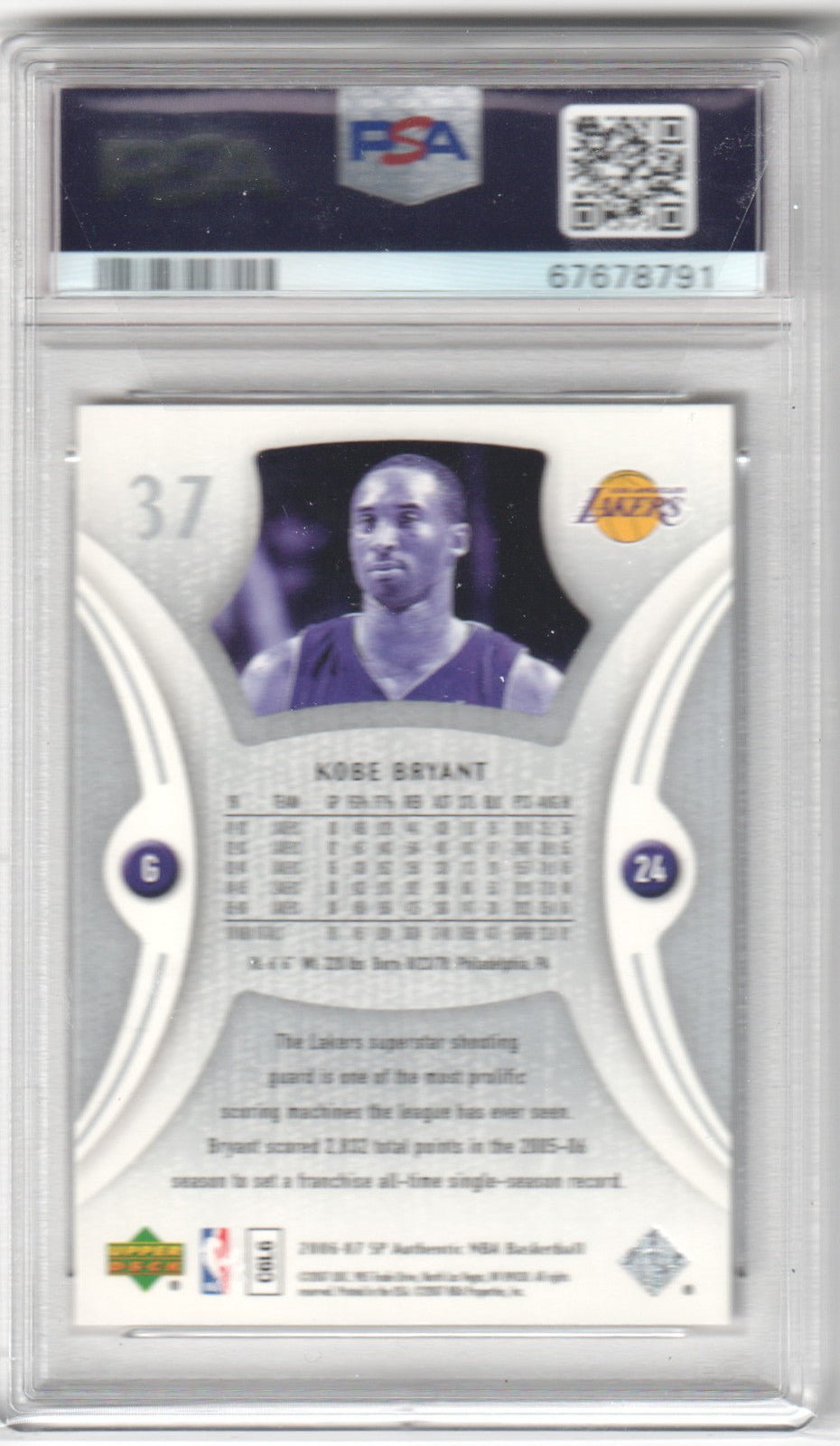 KOBE BRYANT 2006 Upper Deck SP Authentic #37 PSA 10 GEM MINT - LAKERS - Columbia Hobby - Sports Card Boxes - Toploaders - Card Savers