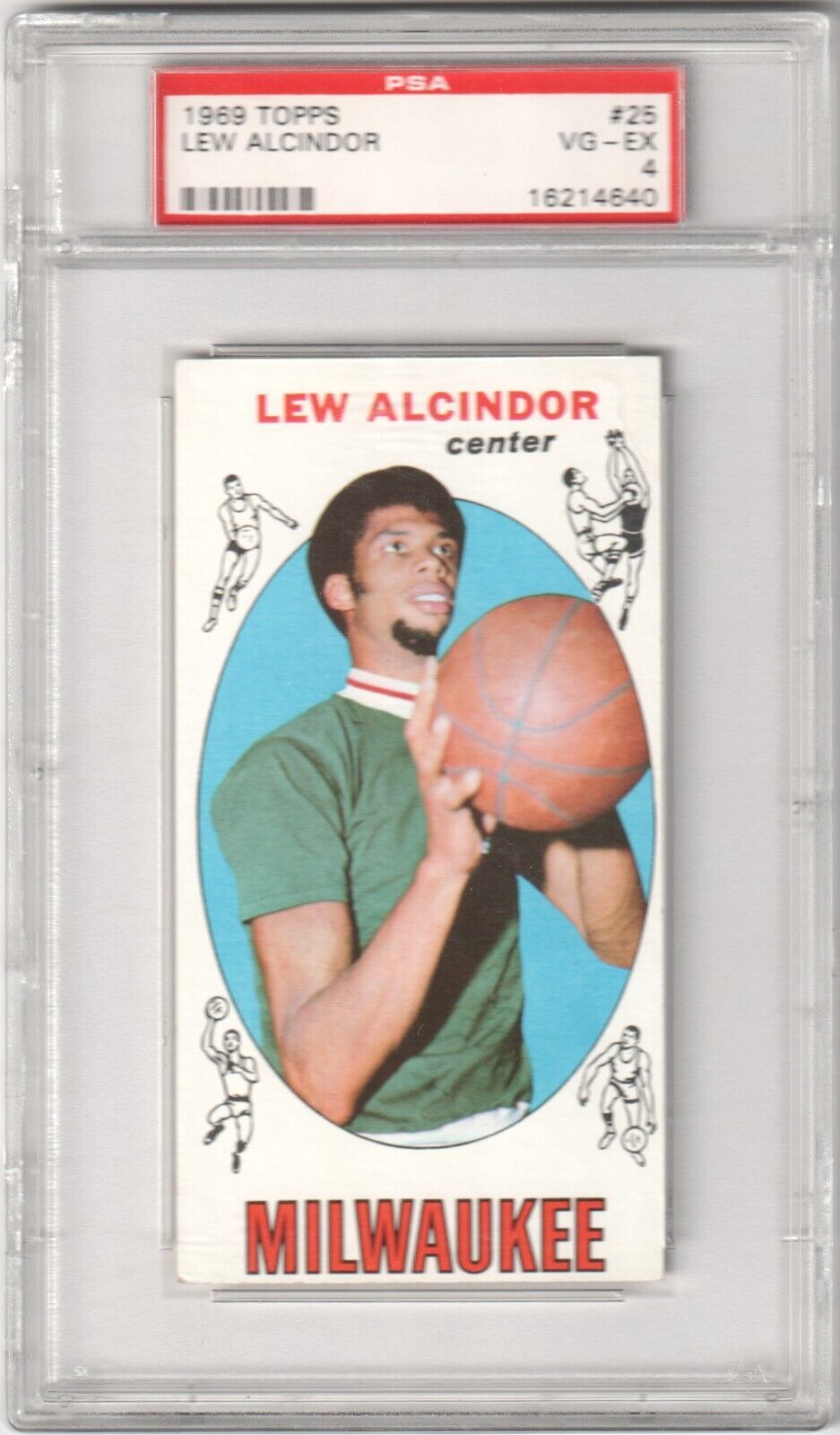 LEW ALCINDOR KAREEM ABDUL - JABBAR 1969 Topps #25 PSA 4 VG - EX - LAKERS - Columbia Hobby - Sports Card Boxes - Toploaders - Card Savers