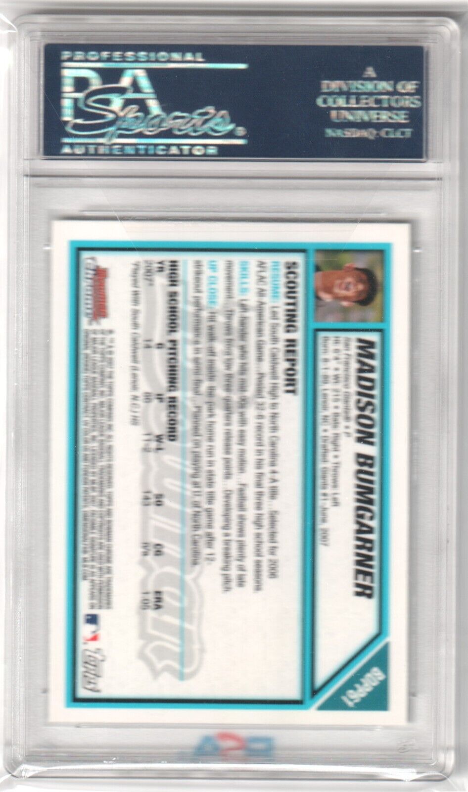 MADISON BUMGARNER 2007 Bowman Chrome Draft #BDPP61 PSA 10 GEM MINT - GIANTS - Columbia Hobby - Sports Card Boxes - Toploaders - Card Savers