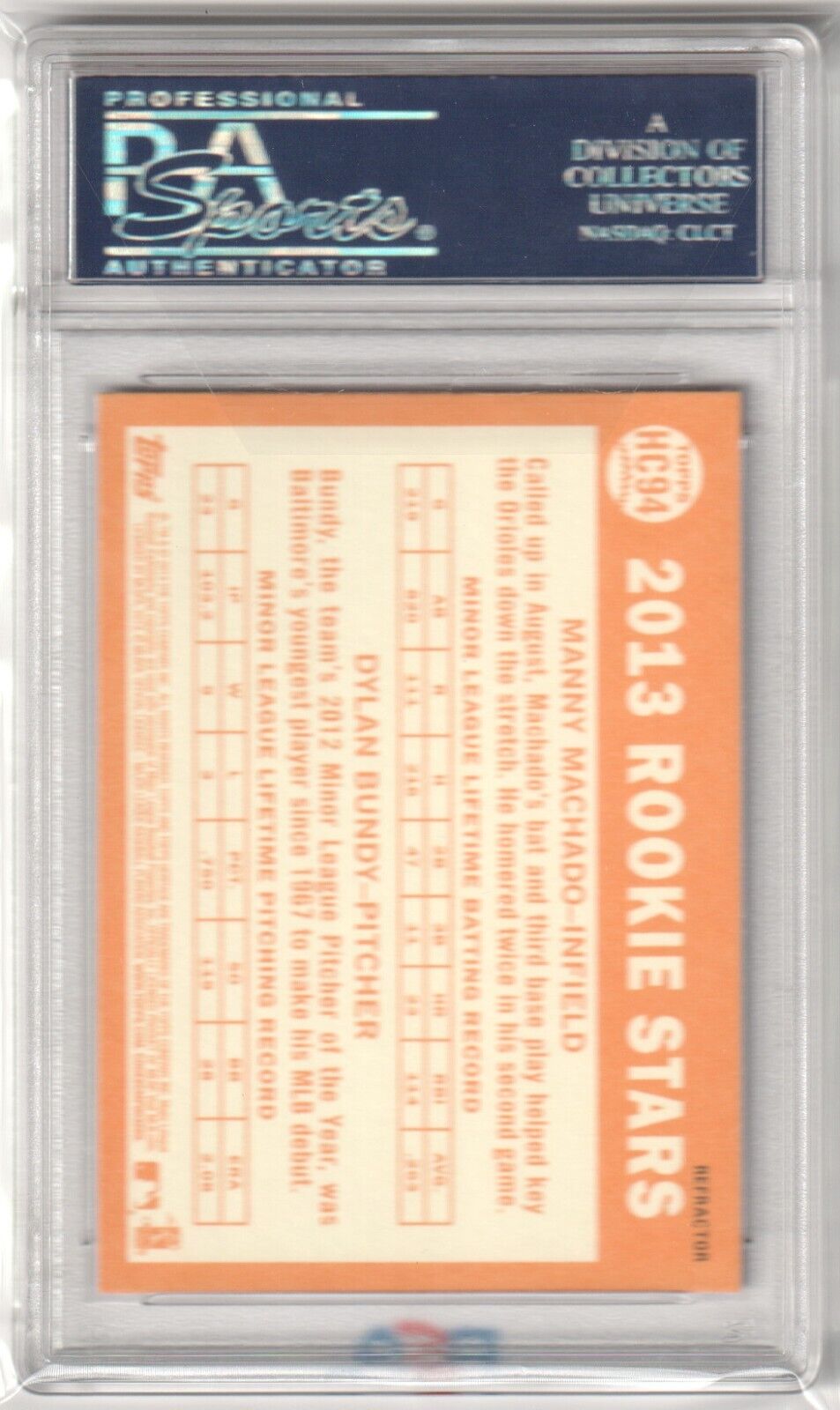 MANNY MACHADO 2013 Topps Heritage Chrome Purple RC Rookie PSA 10 GEM MINT PADRES - Columbia Hobby - Sports Card Boxes - Toploaders - Card Savers