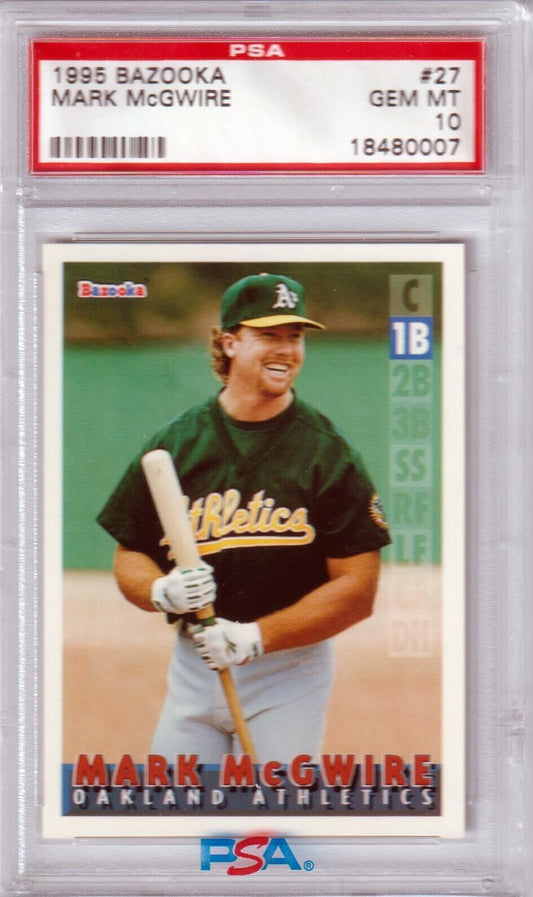 MARK McGWIRE 1995 Topps Bazooka #27 PSA 10 GEM MINT - ATHLETICS - Columbia Hobby - Sports Card Boxes - Toploaders - Card Savers