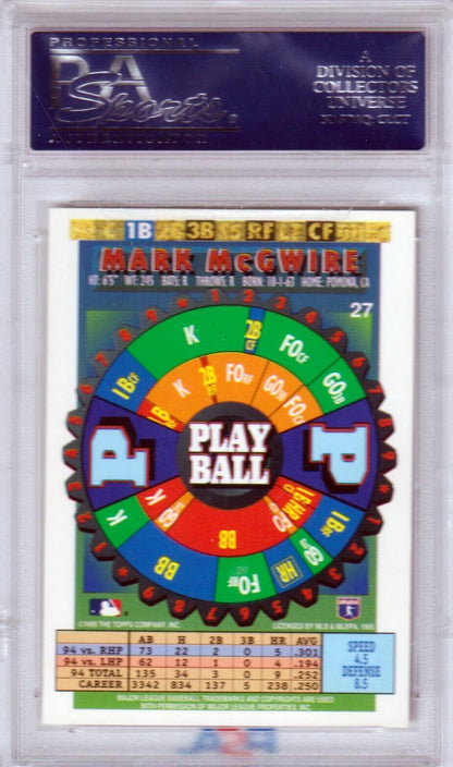 MARK McGWIRE 1995 Topps Bazooka #27 PSA 10 GEM MINT - ATHLETICS - Columbia Hobby - Sports Card Boxes - Toploaders - Card Savers