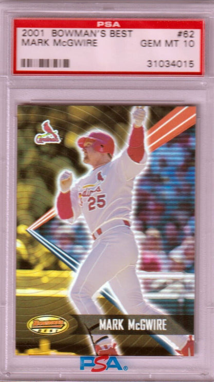 MARK McGWIRE 2001 Bowman's Best #62 PSA 10 GEM MINT - CARDINALS - Columbia Hobby - Sports Card Boxes - Toploaders - Card Savers