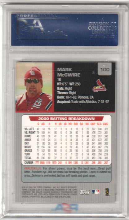 MARK McGWIRE 2001 Topps Stadium Club #100 PSA 10 GEM MINT - CARDINALS - Columbia Hobby - Sports Card Boxes - Toploaders - Card Savers
