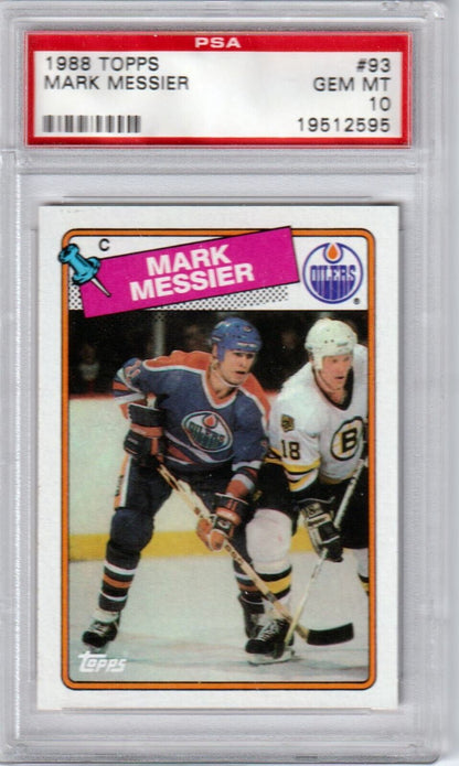 MARK MESSIER 1988 Topps #93 PSA 10 GEM MINT - OILERS - Columbia Hobby - Sports Card Boxes - Toploaders - Card Savers