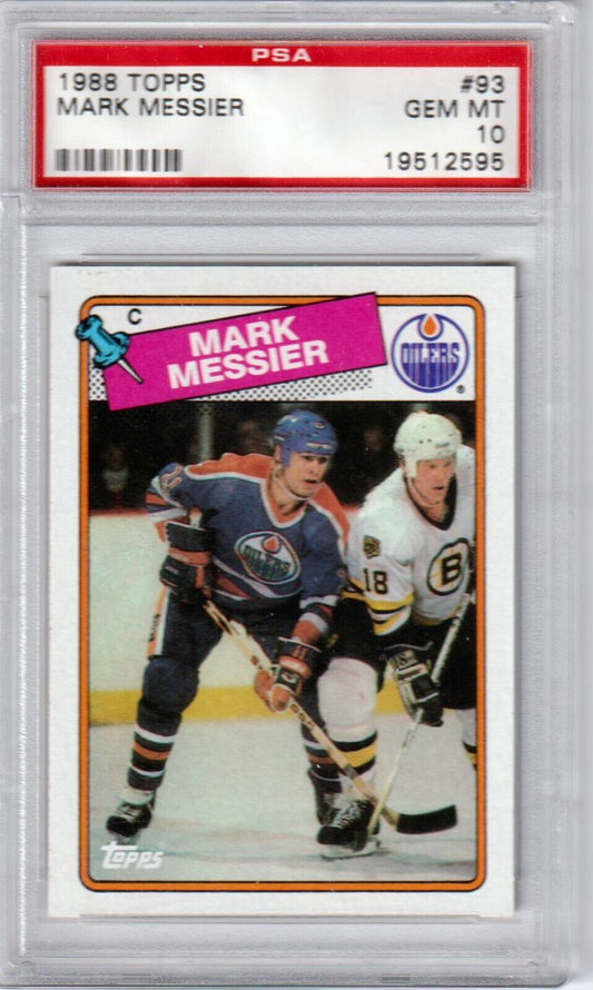 MARK MESSIER 1988 Topps #93 PSA 10 GEM MINT - OILERS - Columbia Hobby - Sports Card Boxes - Toploaders - Card Savers