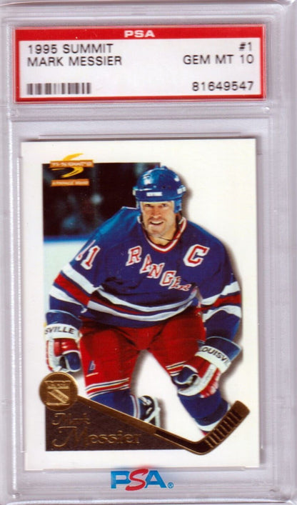 MARK MESSIER 1995 Summit #1 PSA 10 GEM MINT - RANGERS POP 1 - Columbia Hobby - Sports Card Boxes - Toploaders - Card Savers