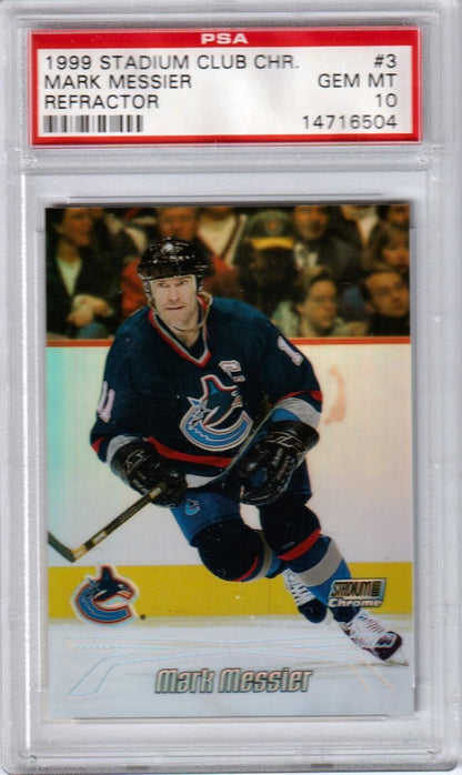 MARK MESSIER 1999 Topps Stadium Club Chrome Refractor #3 PSA 10 GEM MINT POP 2 - Columbia Hobby - Sports Card Boxes - Toploaders - Card Savers