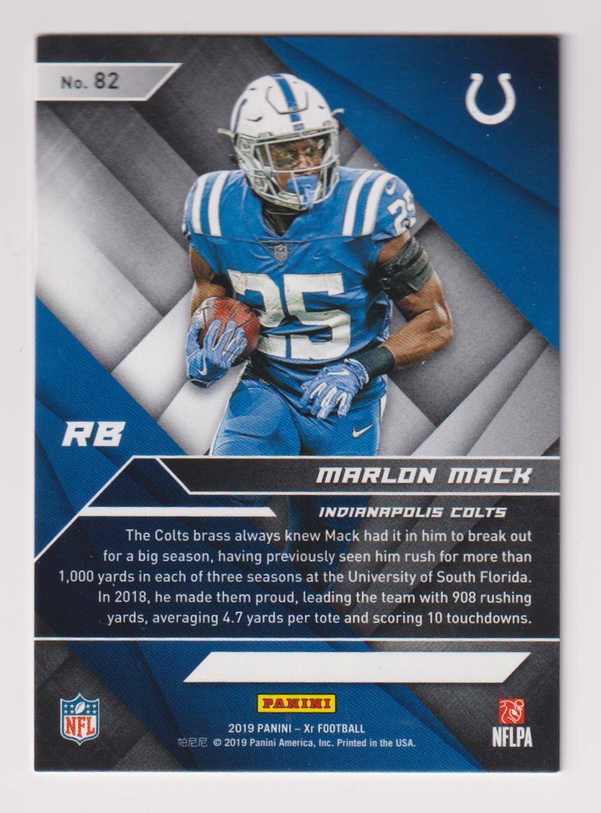 Marlon Mack 2019 Panini XR Gold /10 #82 SSP Indianapolis Colts - Columbia Hobby - Sports Card Boxes - Toploaders - Card Savers